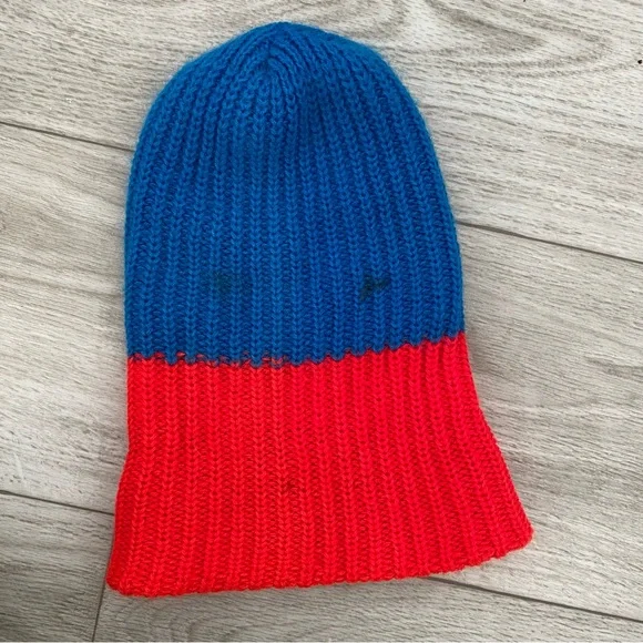 Vintage Blue and Red Knit Beanie “Modulate with ME” 70’s - Picture 5 of 12
